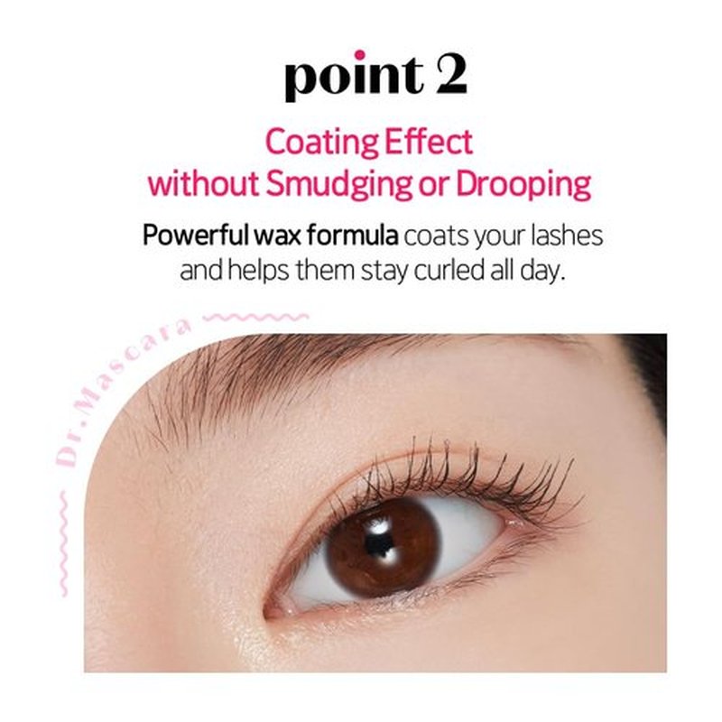 ETUDE Dr. Mascara Fixer - Long-Lasting Curl Hold & Smudge-Proof Formula | Vegan Black (0.203 Fl Oz)