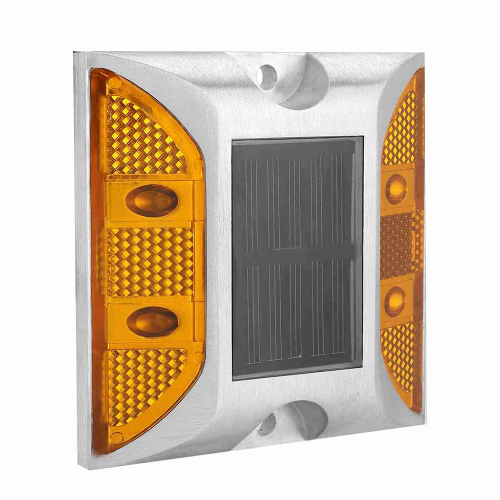 Dioche 2-Sided Reflector Road Pavement Marker, Road Emergency Aluminum Reflector with LED Flashing Security Accessories