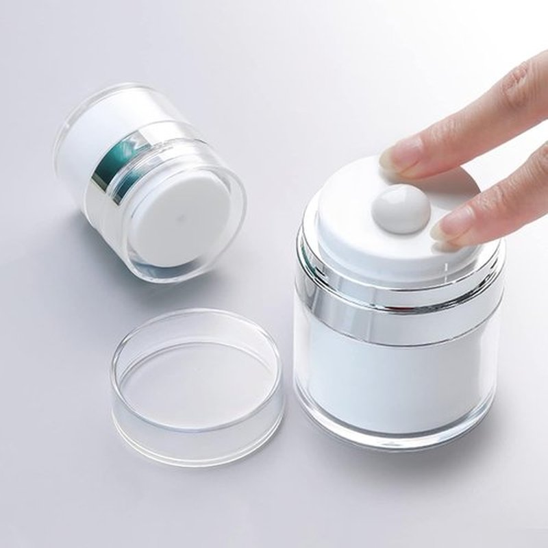 Airless Cosmetic Jar - Refillable Travel Makeup Container | Leak-Proof Design for Foundation & Creams | 1.7 oz Made in USA