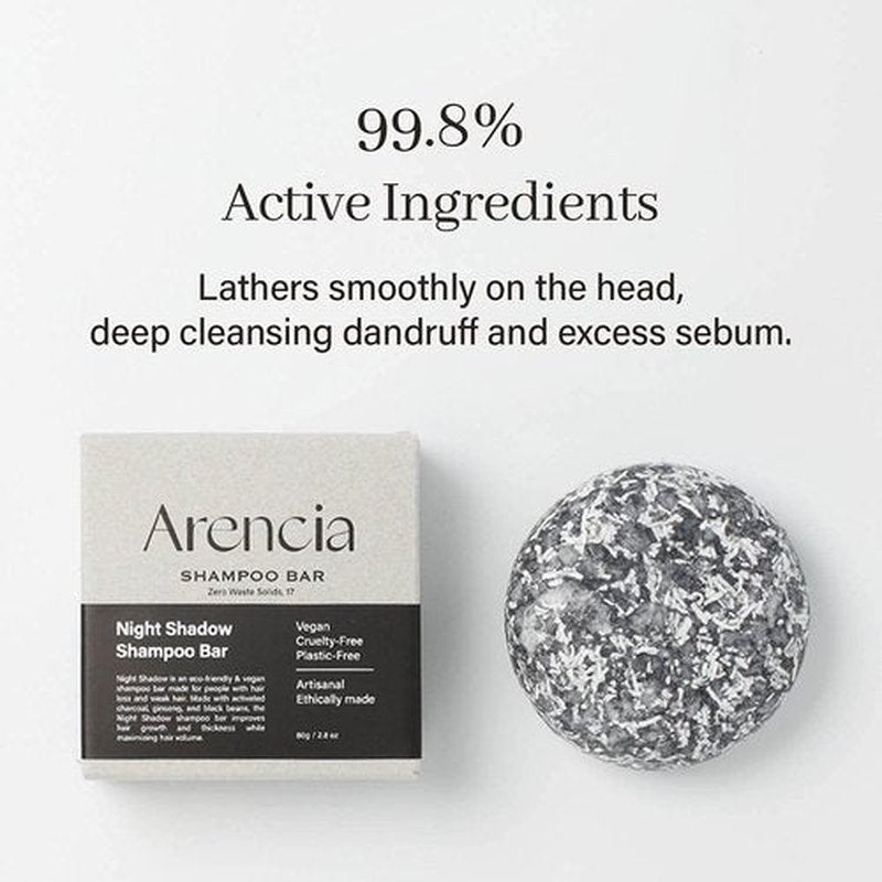 ARENCIA Night Shadow Biotin Shampoo Bar - Regrowth & Darkening for Gray Hair | Strengthening & Volumizing | Vegan, pH Balanced