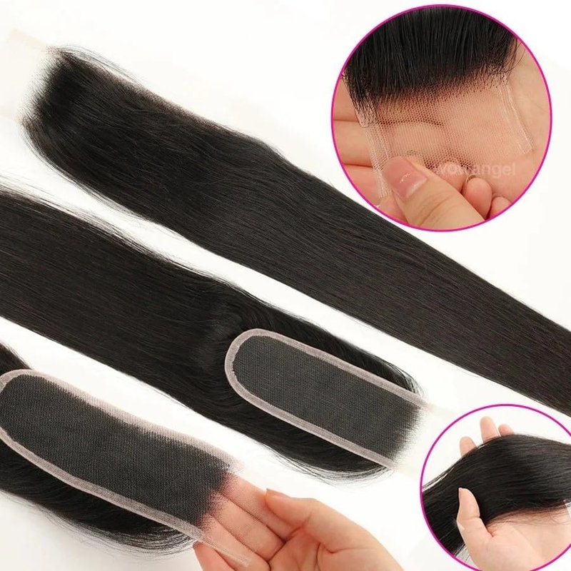WOWANGEL 0.1mm Ultra-thin SKINLIKE Real HD Lace Closure, 2x6 Body Wave Unprocessed Virgin Human Hair Closure Pre Plucked Invisible Hair Knots Natural Hairline Invisible HD Lace 20 Inch