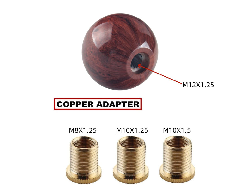DEWHEL Aluminum Classic Weighted Wooden Type R Manual 5 Speed Gear Shift Knob w/Black Engraved Inlay with Universal Threads M8x1.25 M10x1.25 M10x1.5 M12x1.25