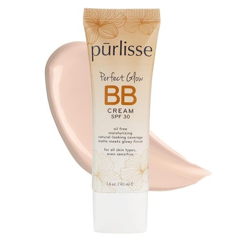 Pūrlisse Perfect Glow BB Cream with SPF 30 - Matte & Dewy Finish - Enriched with Goji & Hawthorn Berry - Fair (1.4 oz)