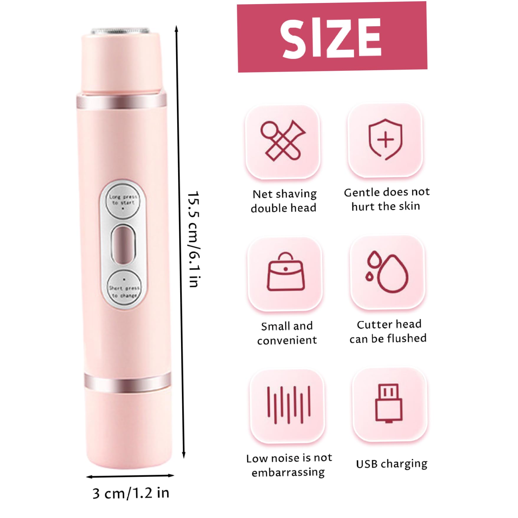 Bikini Hair Trimmer, Electric Bikini Trimmer for Women Dual Head Painless Face Shavers for Women Portable Washable Home Travel Use, Shaver
