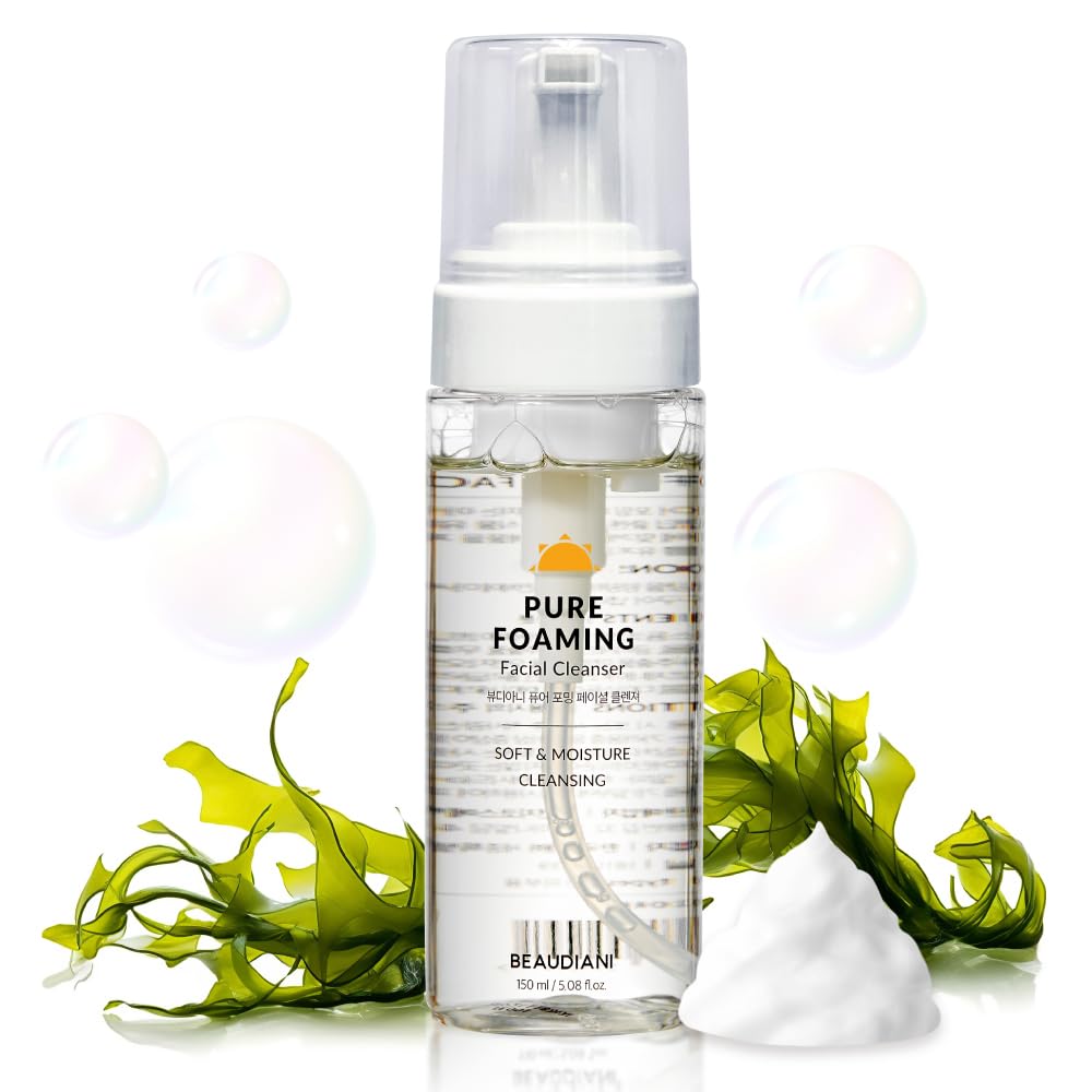 BEAUDIANI Pure Foaming Cleanser | Gentle Cica & Orange Oil Face Wash, Vegan Makeup Remover & Pore Minimizer for Sensitive Skin | Soothing pH Balanced Deep Cleansing Korean Skincare