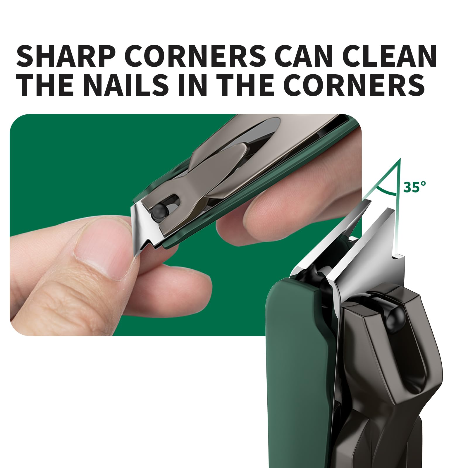 VANWIN Nail Clippers with Catcher, 2-Pack Slanted & Curved Nail Clippers for Ingrown Toenails and Fingernails, Anti-Splash Nail Cutter for Men, Women, Seniors, Heavy-Duty Finger Nail Clippers Adult