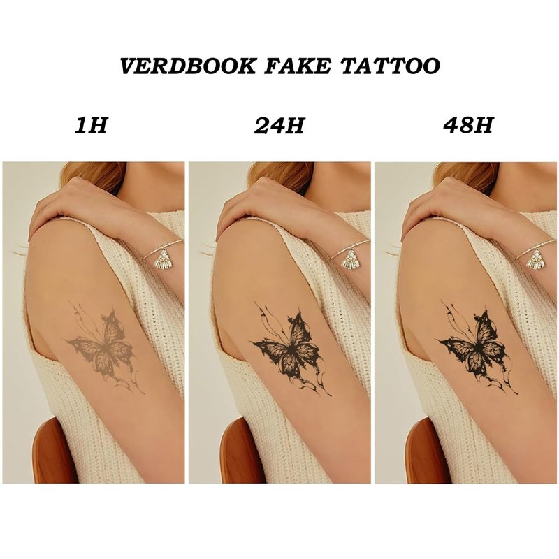 VERDBOOK Waterproof Temporary Tattoos: 2-Sheet Tattoo Kit with Realistic Body Stickers, Semi-Permanent Tattoos for Adults Lasting 7-15 Days – Safe for Men & Women, Realistic Star Galaxy