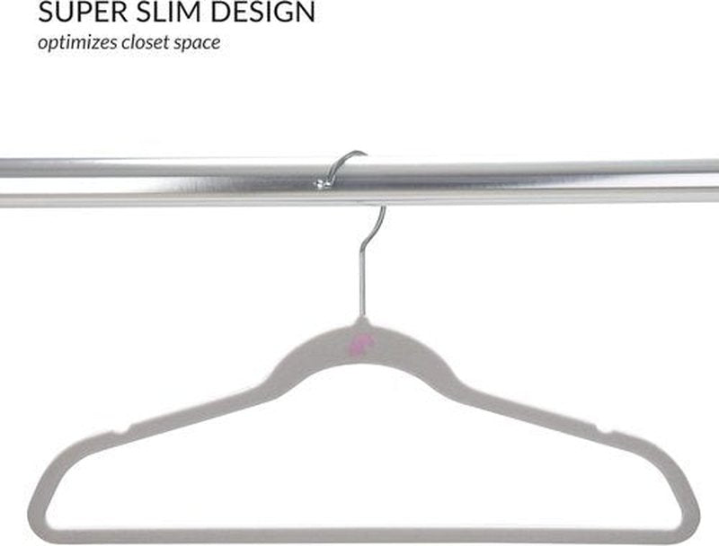 Simplify Velvet Hangers for Kids - 25 Pack | Slim Non-Slip Design | Space-Saving Closet Storage | White