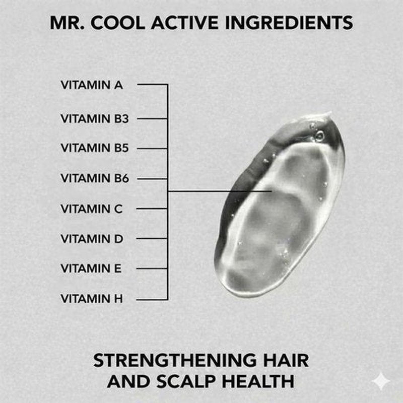 Mr. Cool Hair Gel - Strong Hold Wet Look with High Shine | Anti-Humidity & Frizz Control, 8 Fl Oz