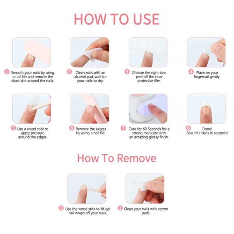 CHOOSE-IT Semi Cured Gel Nail Strips (Checkboard French) Full Nail Wraps for Party 20 Pcs Long Lasting Salon-Quality DIY Manicure at Home UV Lamp Required