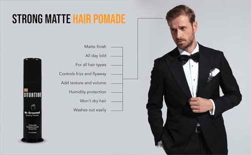 Mr. Groomed Matte Pomade for Men - Strong All-Day Hold & Natural Matte Finish - Non-Greasy, Alcohol-Free, 2.7 oz