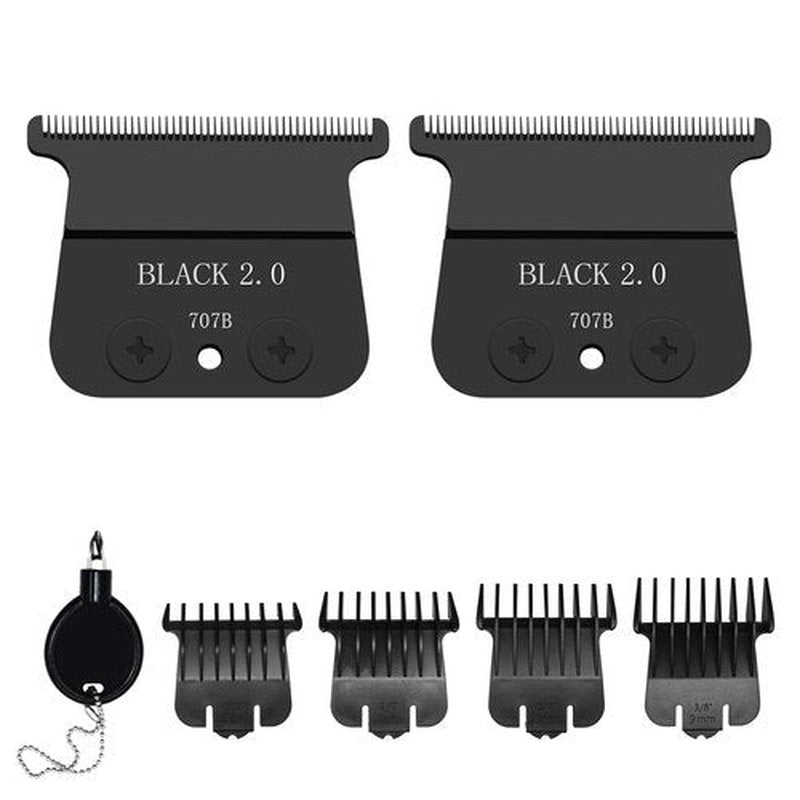 BaBylissPRO 707B Replacement Blades - 2 Pack with 4 Guards for FX787 & FX726 Trimmers | Black