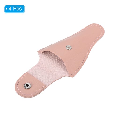 PATIKIL 4.5"x2.6" Embroidery Scissors Sheath, 4 Pack PU Leather Nail Cuticle Scissor Cover Small Pointed Nippers Scissors Protective Case, Pink