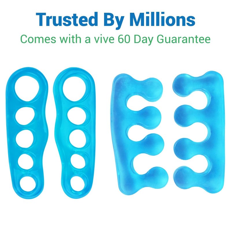 VIVEsole Toe Separators for Men & Women Medium (2 Pairs) - Silicone Gel Spreaders - Therapeutic Spa Stretchers for Plantar Fasciitis, Bunions, Overlapping Hammer Toe Spacers - Metatarsal Yoga Cushion