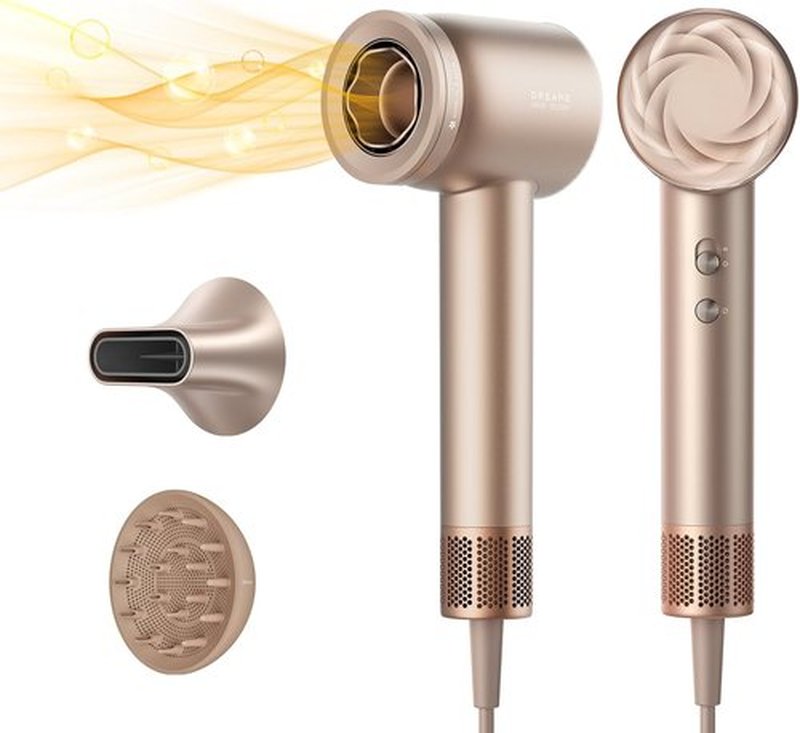 Dreame Glory Mix High-Speed Hair Dryer - Dual Voltage, 3 Nozzles, Perfume Infusion, Gold Finish