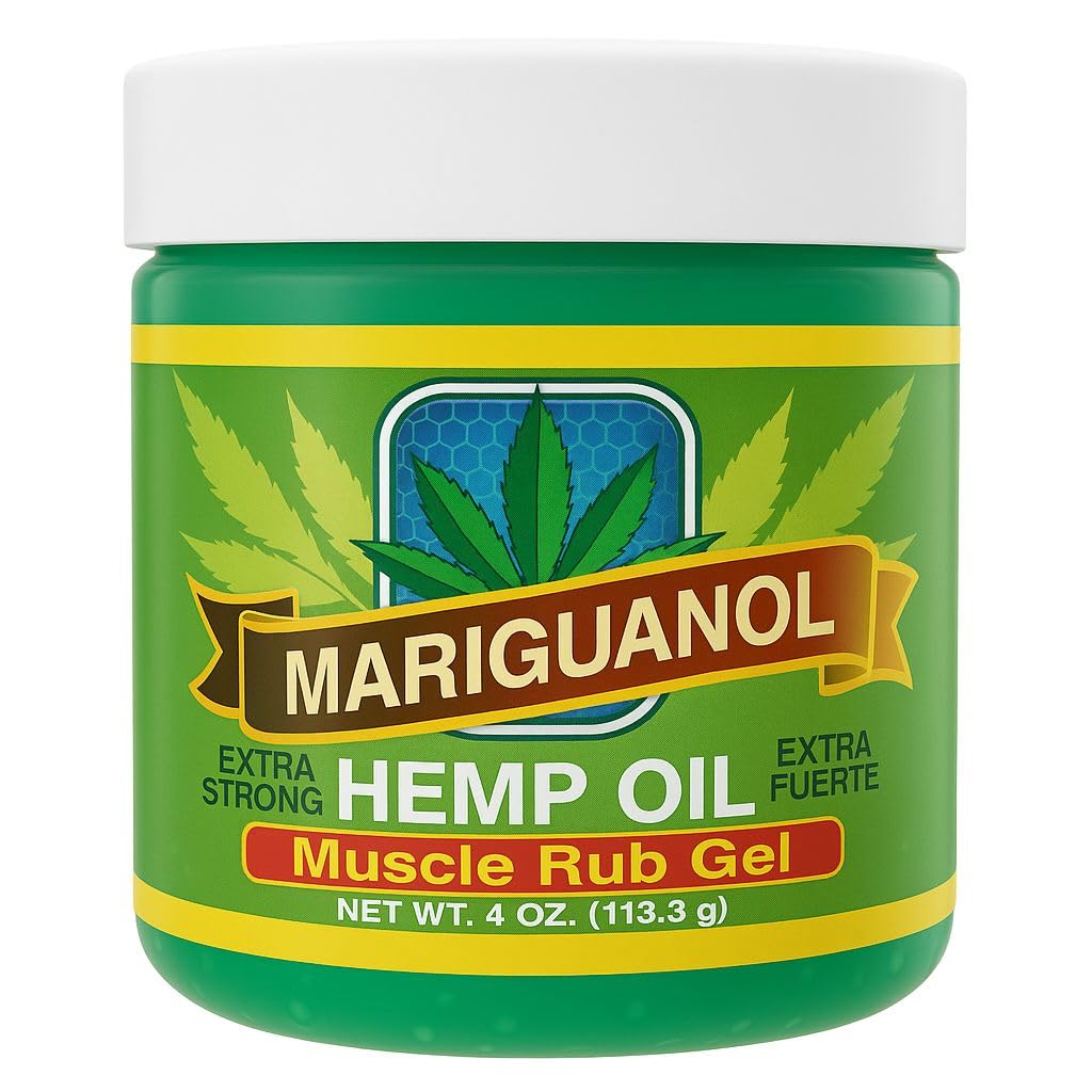 Mariguanol Extra Strong Muscle Rub Gel with Hemp Oil, Menthol & Camphor – Cooling, Fast-Absorbing Topical Gel for Post-Workout Active Lifestyles – Net Wt. (4 Ounce (Pack of 1))