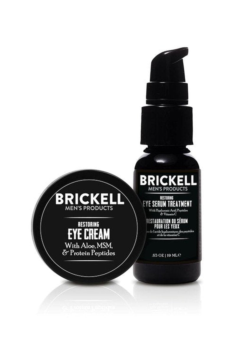 Brickell Men's Eye Cream & Serum Set - Natural, Organic, Unscented | Restoring Eye Routine for Men