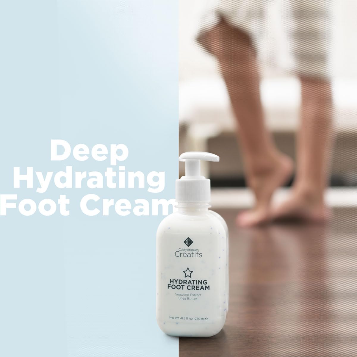 Cosmétiques Créatifs Hydrating Foot Cream for Dry Cracked Heels and Feet, 8.5 fl. oz., Deep Moisturizing Seaweed Extract and Shea Butter, Restores Soft Supple Skin