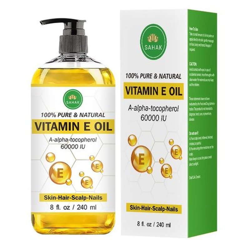 SAHAK Vitamin E Oil Blend 60,000 IU – Organic Vitamin E Oil for Skin, Hair & Nails | Ready-to-Use Body & Face Moisturizing Oil