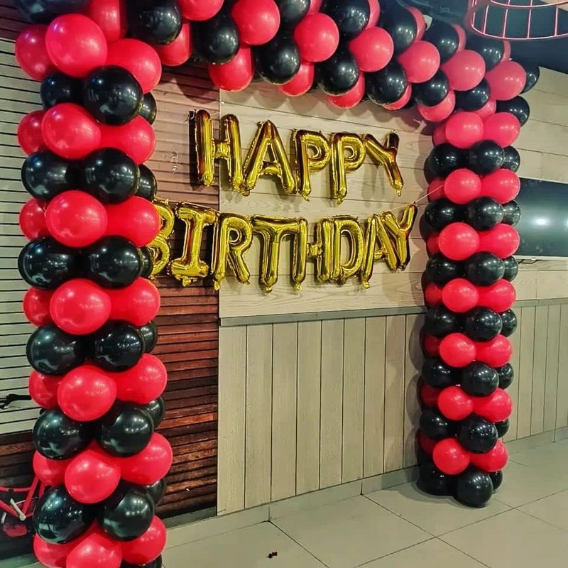 Bezente Red & Black Balloons Garland Kit - 100 Pcs Confetti & Solid Balloons for Wedding, Birthday, Graduation, BBQ, & Prom Decor