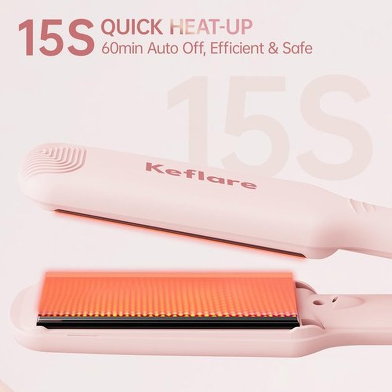 Keflare 1.7-inch Hair Straightener, Fast-Heating Flat Iron with 7 Adjustable Temperature Settings and Dual Voltage Auto-Adjustment, Suitable for Home and Global Travel