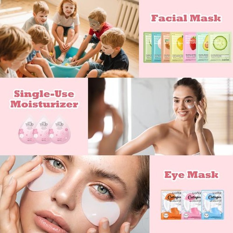 130PCS Spa Party Supplies for Girl, Spa Day Favors Essentials Include Face Masks Skincare, Games, Lip Balm, Under Eye Patches, Foot Bath Bomb, Birthday Sleepover Supplies Party Kit for Women Gift Set