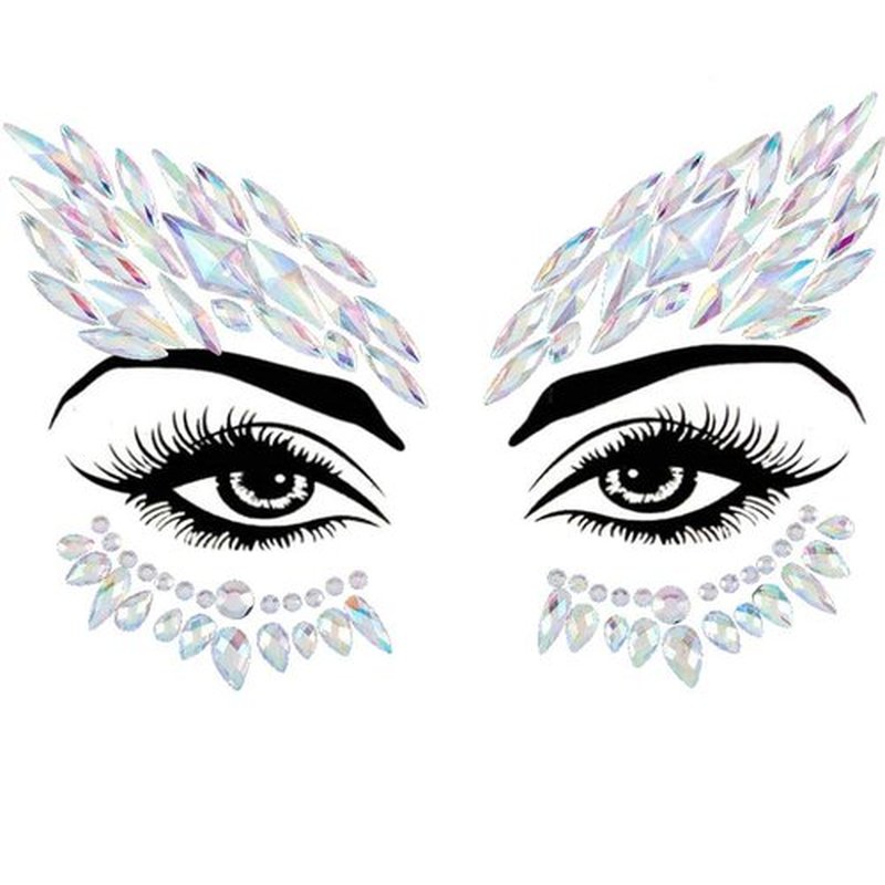 Blindery Rhinestone Face Jewels Rave Festival Gem Mermaid Chest Gem Crystal Eyes Stickers for Women and Girls 2PCS