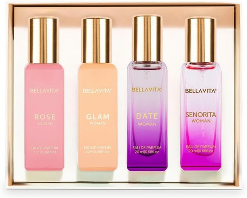 Bellavita Luxury Women's Perfume Gift Set - Rose, Senorita, Date & Glam | 80ml | Long-Lasting Floral Fragrance