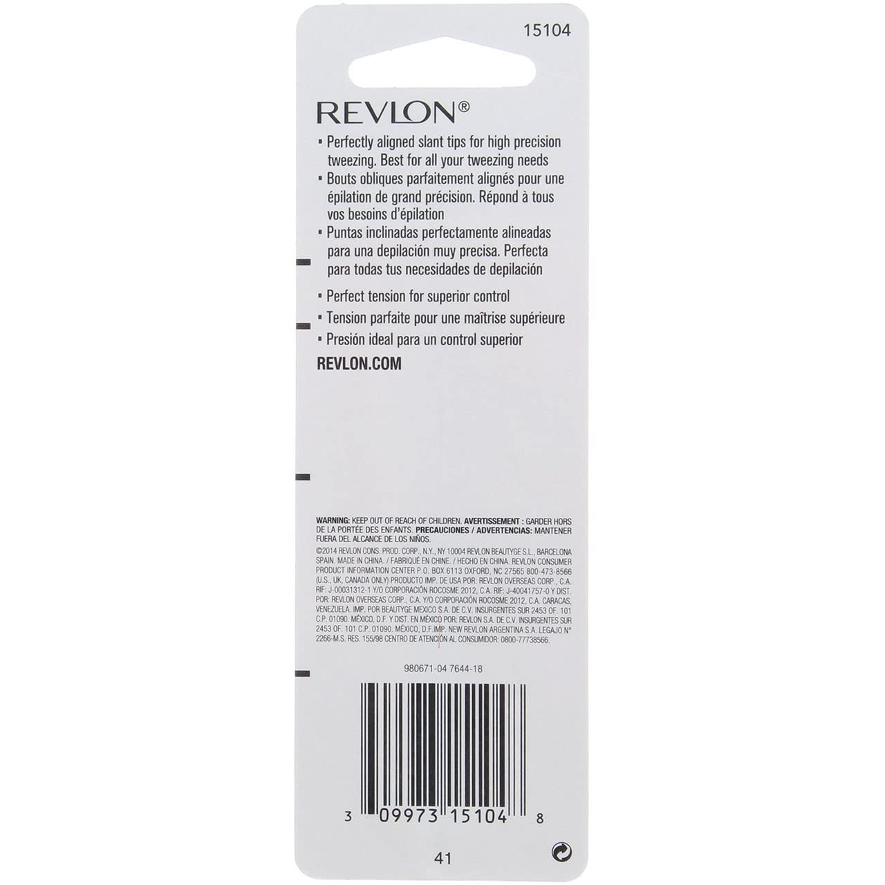 Revlon Eyebrow Hair Removal Tweezer, Designer Collection, High Precision Tweezers for Men, Women & Kids, Stainless Steel (Style/Color May Vary) (Pack of 1)