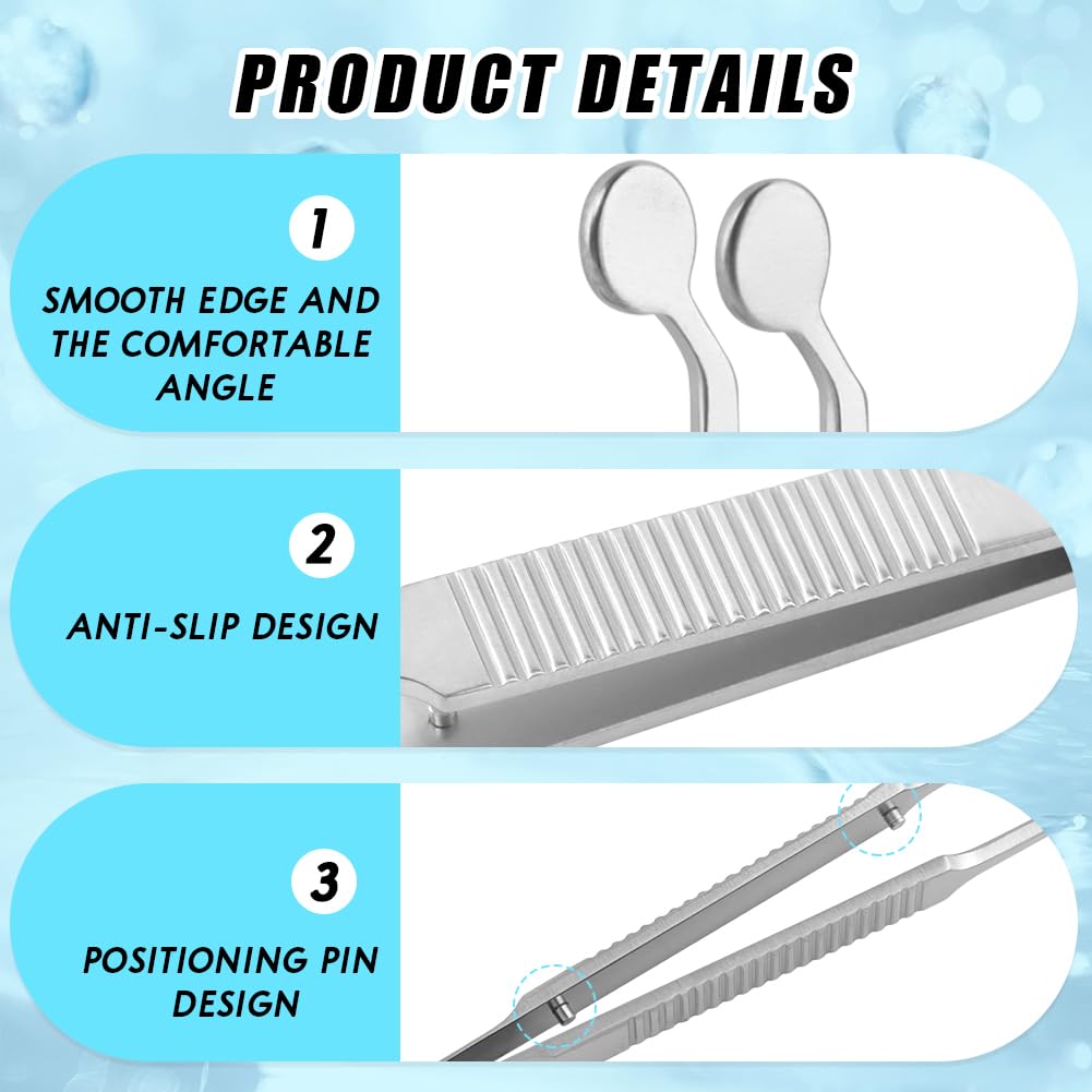 Meibomian Gland Expressor, Stainless Steel Round Tip Tweezers, Professional Non Slip Forceps Eyelid Massage Tweezers Eyelid Gland Care for MG Issue Dry Eyes - Easy to Use