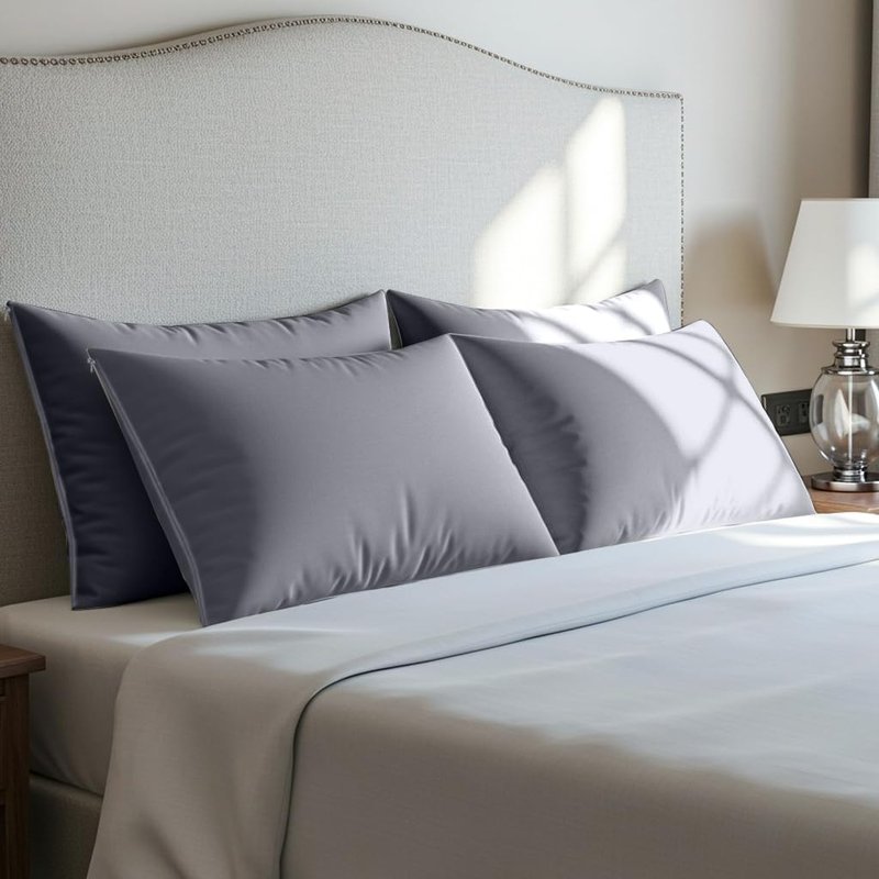 Utopia Bedding Waterproof Pillow Protectors - Bed Bug & Dust Mite Proof | Standard Size Set of 4 - Gray