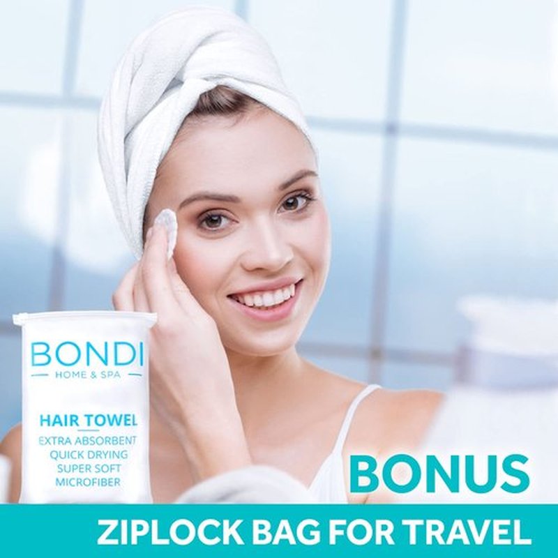 Bondi SPA Microfiber Hair Towel - Dries Hair 50% Faster | Anti-Frizz & Super Absorbent - XL Rectangle