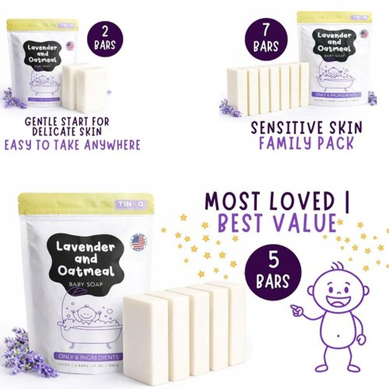 Natural Baby Soap Bar by [Brand Name] - Gentle Lavender Soap for Sensitive Skin | Vegan & Organic | 7 Bars