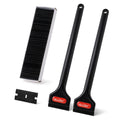 NEWISHTOOL 2 Pcs Long Handle Plastic Razor Blade Scraper With 100 PCS Spare Replacement Blades, Sticker Remover Glue Residue Tool for Hard to Reach Corner