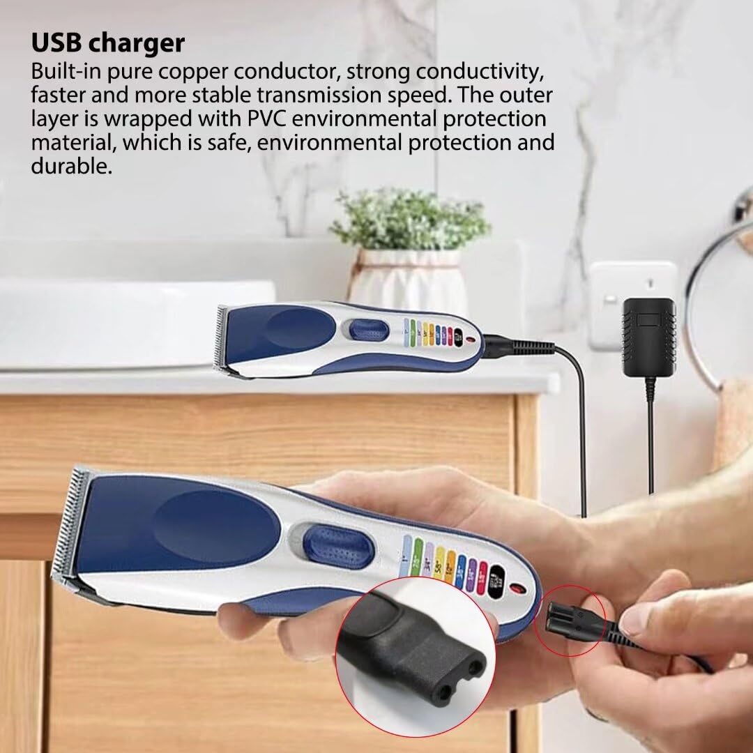 Qblahip Universal Replacement Charger USB Adapter for Various Brands Electric Hairdressers/Electric Dog Clippers/Electric Shavers/Hair Clippers/Razor, Compatible Voltage 3.7V - 5V with 6 Adapter Plug