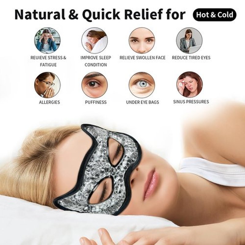 CONBELLA Cooling & Heating Eye Mask - Hot/Cold Use for Puffy Eyes, Headaches, Migraines, Sinus & Dark Circles (2 Packs Black)