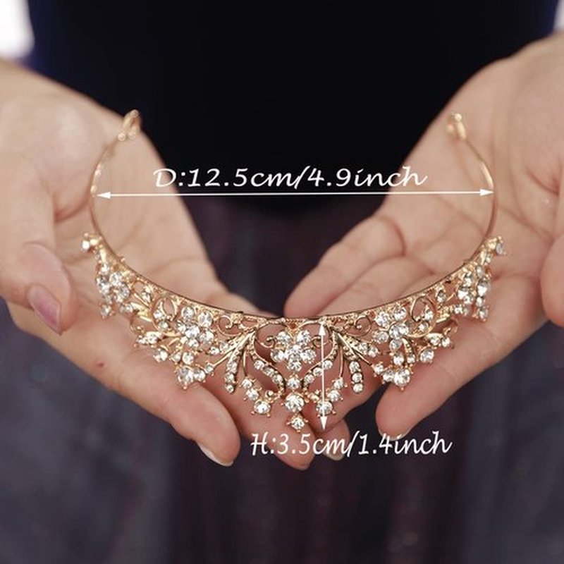JWICOS Tiaras for Women Birthday Crown Rhinestone Tiara Princess Crown for Bridal Wedding Prom Birthday Party Halloween Costumes Hair Accessories for Women Brides (Gold)