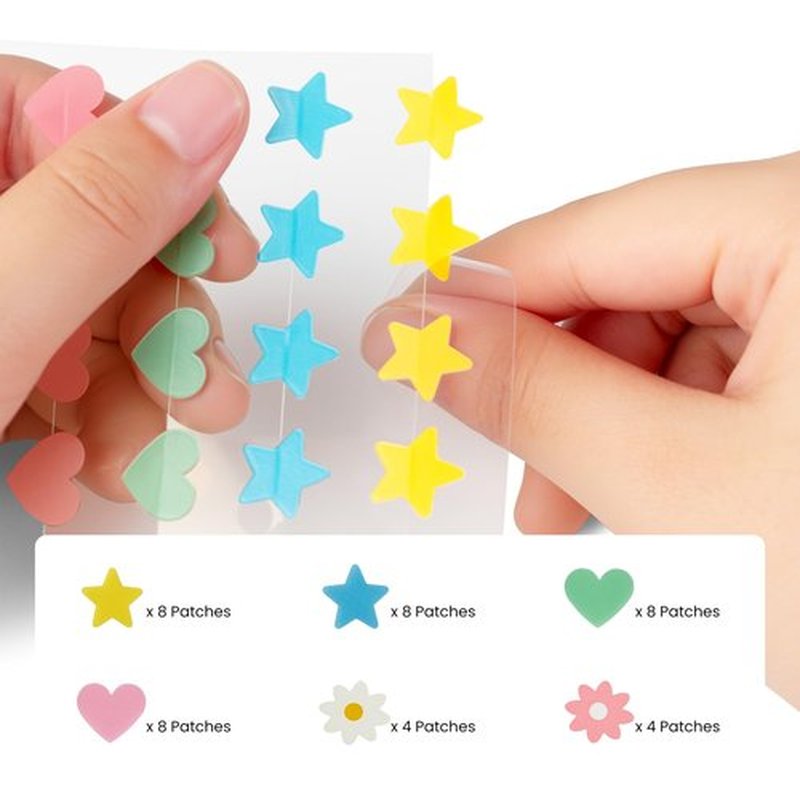 Amifiy Star Pimple Patches For Face, Korean Cute Pimple Patch with Star/Heart/Flower Shapes,Acne Treatment Absorbs Zits, Reduces Redness with Hydrocolloid & Tea Tree, Vegan, 40 Count