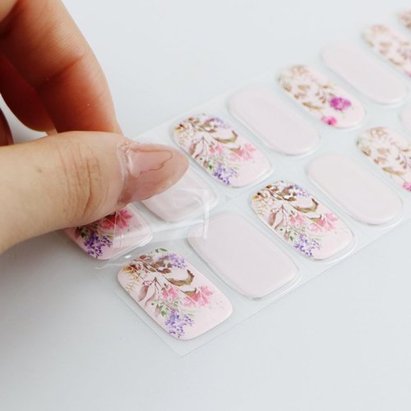 JMEOWIO Gel Nail Stickers Flower Semi Cured Gel Nail Strips Wraps UV/LED Nails Art Design Decoration Accessories