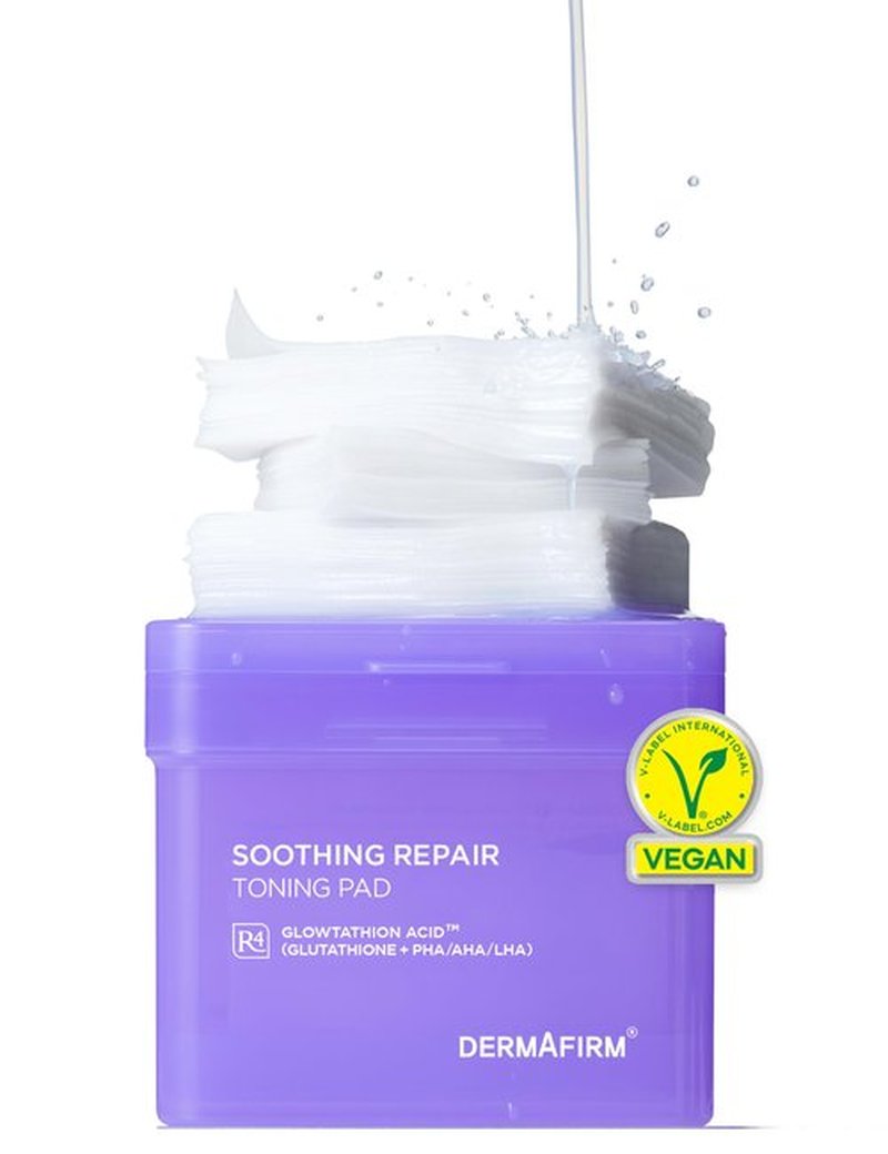 DERMAFIRM Soothing Repair Toning Pad - Korean Skin Care Toner Pads for Face w/Glutathione + PHA, AHA, LHA - Vegan & Moisturizing Face Exfoliating - Salicylic Acid Facial Pads 70EA
