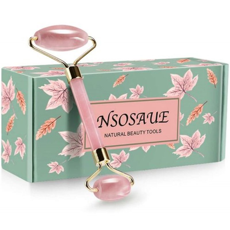 Face Roller Natural Rose Quartz Roller for Face Skin Care Face Roller - Aging Wrinkles,Puffiness Facial Skin Massager - Premium Authentic Jade Stone(Rose Quartz Roller)