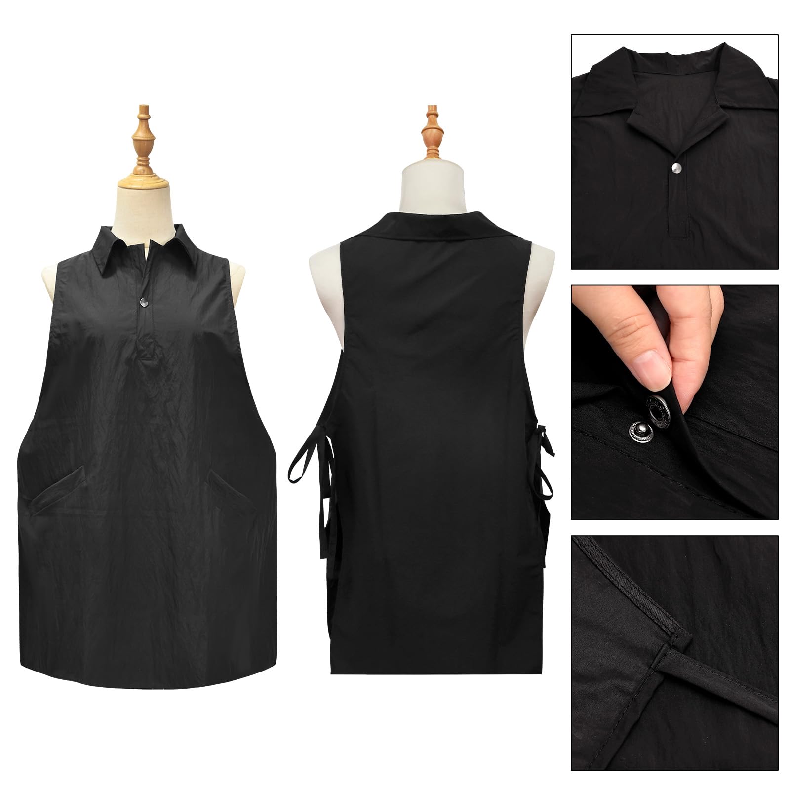 Barber Apron, Multi-Functional Work Cape for Hairdressing, Featuring Multiple Pockets for Organizing Hairdressing Supplies (BLACK-Blouse)