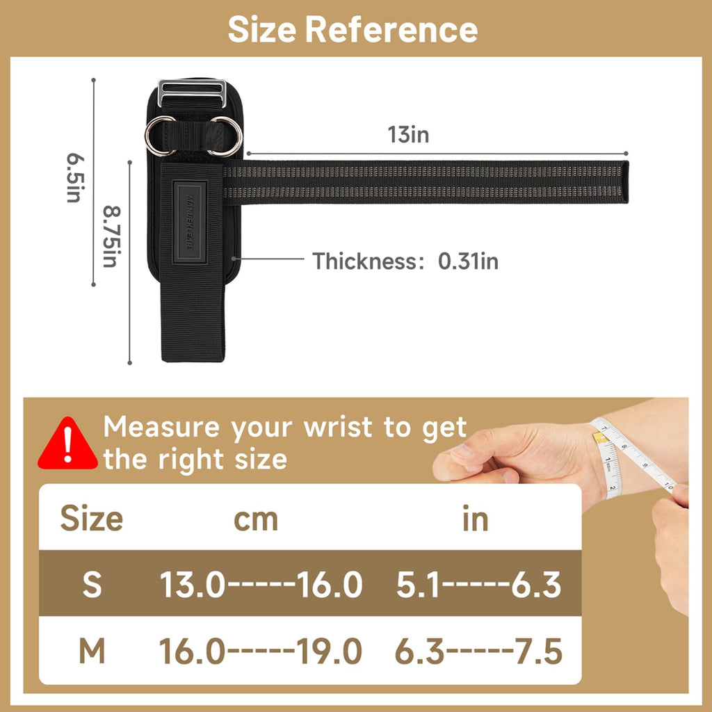M MANUEKLEAR Wrist Straps for Weightlifting, Gym Lifting Straps with D Rings for Cable Machine,Weight Lifting Wrist Wraps for Men Women Black M(6.3-7.5inch)