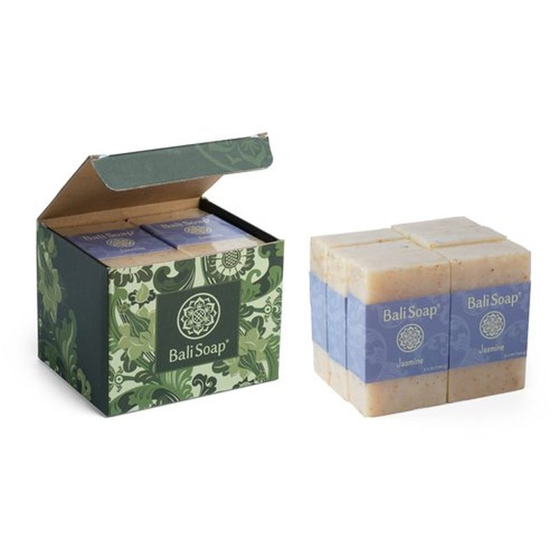 Bali Soap Jasmine Bar - Natural Vegan Cleanser for Bath, Body & Face | Handmade Exfoliating - 6 Pack, 3.5 Oz Each