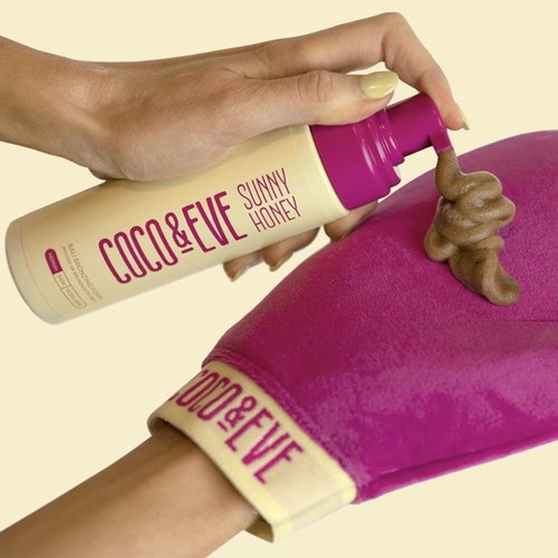 Coco & Eve Self Tanner Foam Kit - Medium Streak-Free Tanning Mousse with Mitt Applicator | Vegan & Cruelty-Free