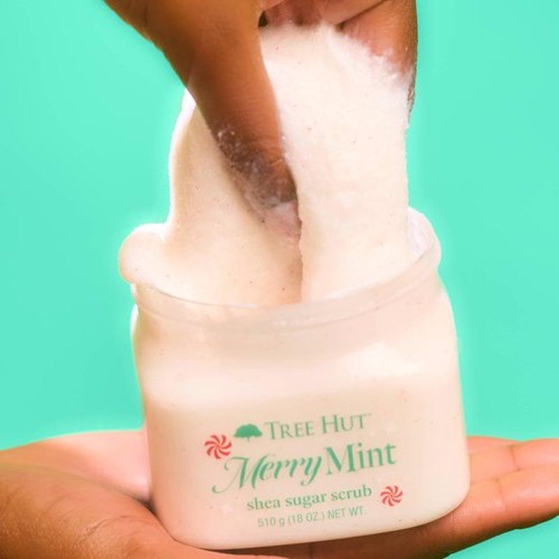 Tree Hut Merry Mint Shea Sugar Scrub, Exfoliating & Hydrating Body Scrub with Shea Butter & Essential Oils, Smooth Skin, For All Skin Types, Vegan, 18 oz