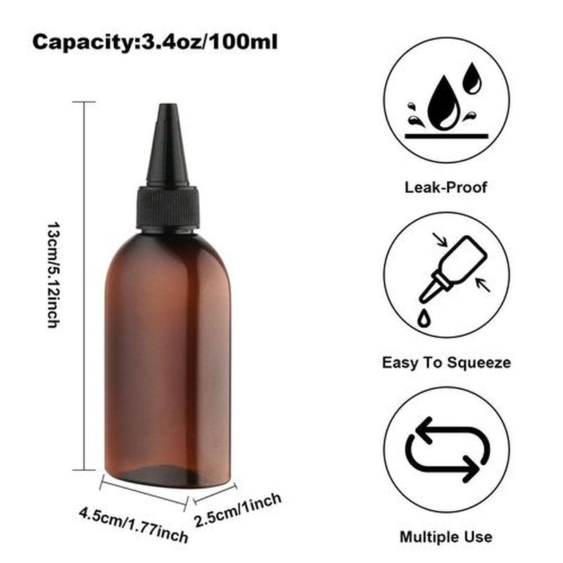 Cosywell Paint Bottles 12Pack 100ml/3.4oz Empty Squeeze Bottles Leak-Proof Refillable Plastic Hair Color Applicator Bottle Paint Storage Containers for Paint Art Crafts Shampoo Liquids(Clear)