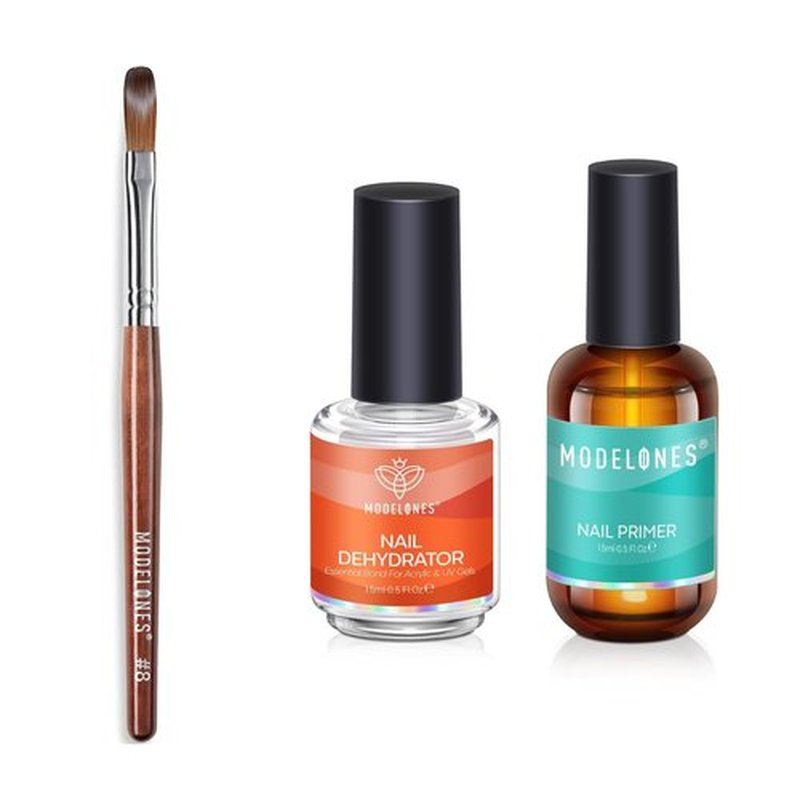 Modelones Acrylic Nail Brush and 15 ml Nail Dehydrator and Primer