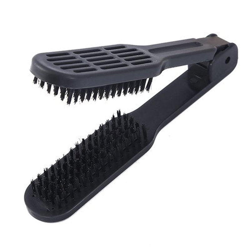 Double Brush Comb,Hair Straightening Brush Double Sided Hair Straightening Comb Heat Resistant Hair Straightening Brush With Handle for All Hair Types(black)