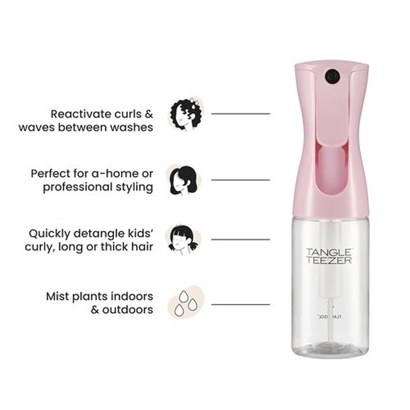 TANGLE TEEZER Travel-Size Continuous Spray Bottle - Reusable & Refillable for Hair Detangling | 6.1 oz, Millennial Pink